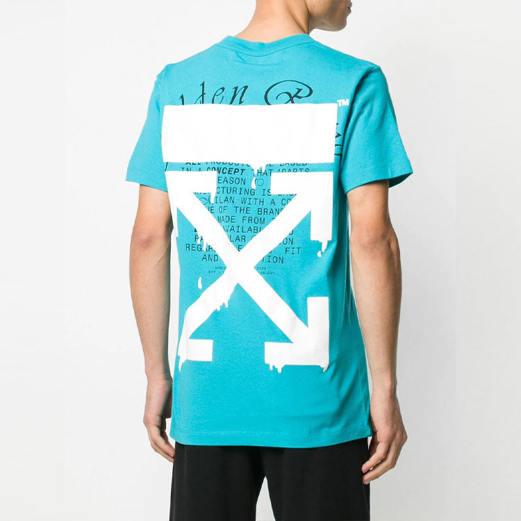 Off-White Alphabet Printing Short Sleeve Blue OMAA027R201850053901
