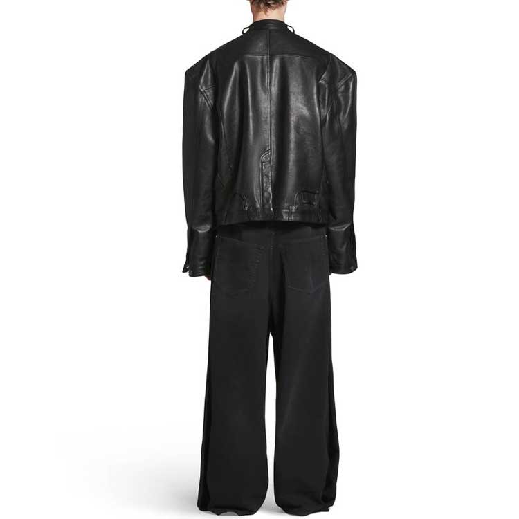 Balenciaga FW23 Deconstructed Zip Up Jacket 'Black Soft Buffalo Skin' 768749TMS031000