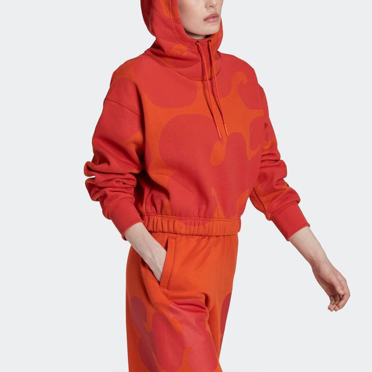 (WMNS) adidas X Marimekko Crop Hoodie 'Orange' HJ7306