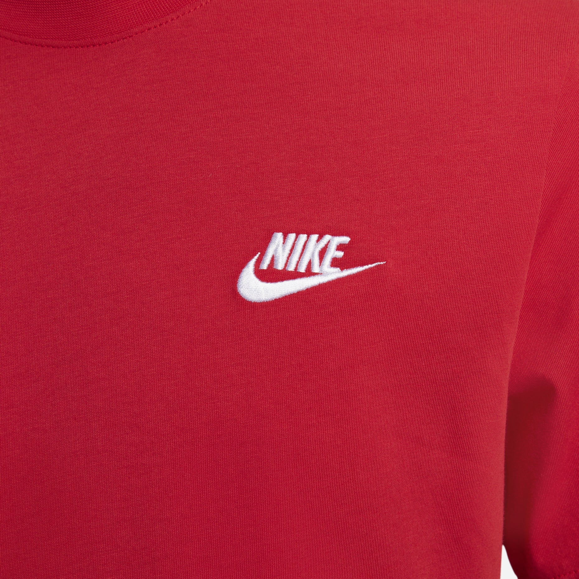 Nike Solid Color Embroidered Small Round Neck Short Sleeve Red AR4999-657
