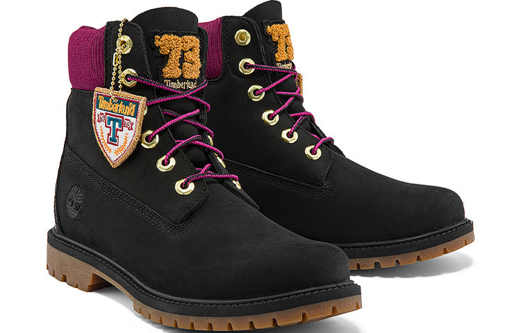 (WMNS) Timberland Heritage 6 Inch Waterproof Boots 'Black Nubuck with Pink' A44KXW