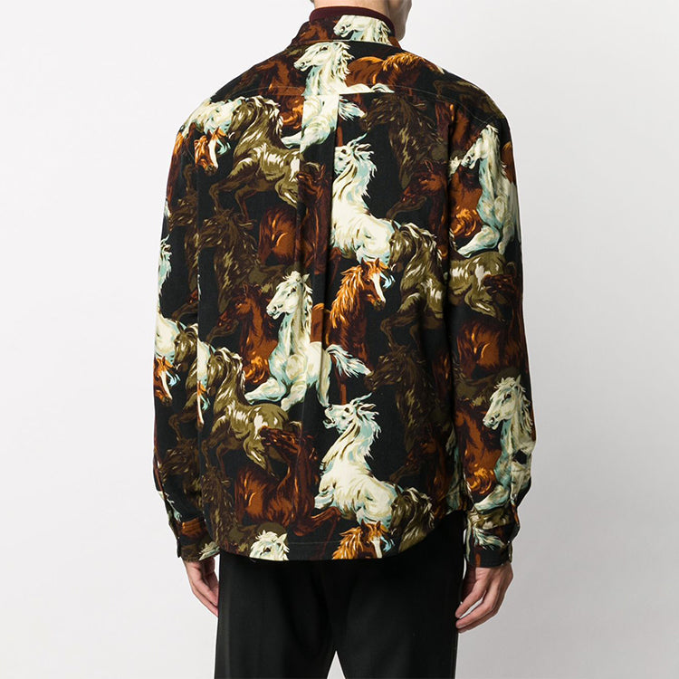 Men's KENZO FW20 Pattern Shirt Jacket Black Brown FA65CH5059PF-99