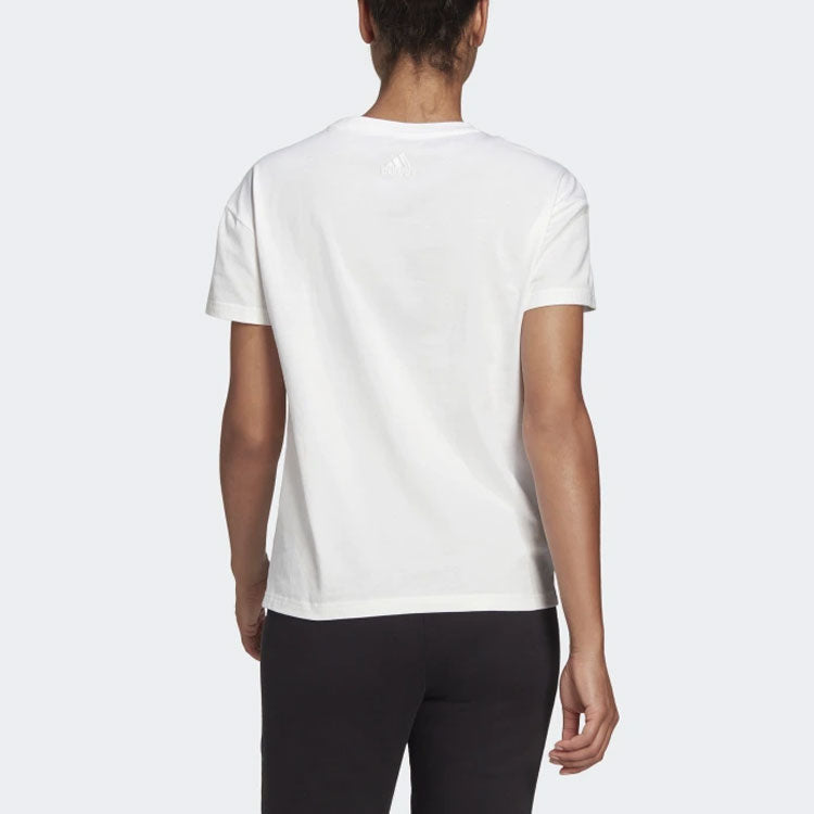 (WMNS) adidas Alphabet Printing Round Neck Training Sports Short Sleeve White GL7802