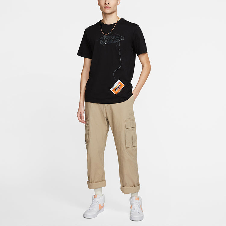 Nike SB Sports Skateboard Printing Pattern Round Neck Pullover Short Sleeve Black CD2085-010