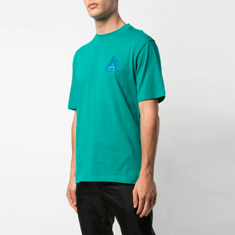 Men's PALACE Triangle Alphabet Pattern Loose Short Sleeve Green P13TS007