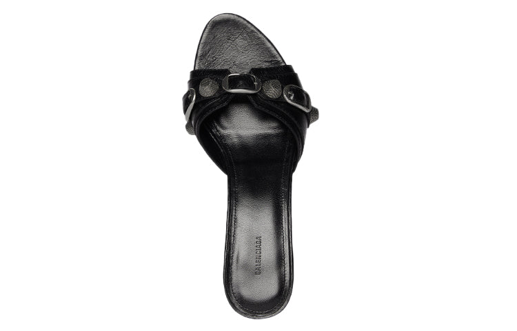 (WMNS) Balenciaga Cagole 50mm Sandals 'Black Arena Lambskin' 694350WAD4E1081