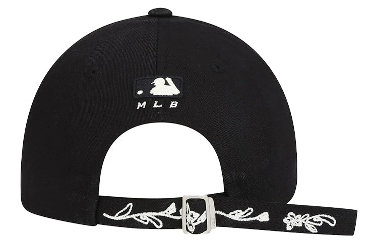 MLB New York Yankees NY Flowers Embroidered Baseball Cap Black White 32CPFK911-50L