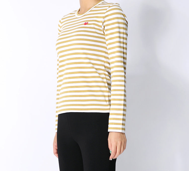 (WMNS) COMME des GARCONS PLAY Striped Long Sleeves Tee 'Yellow White' AZ-T217-051-5