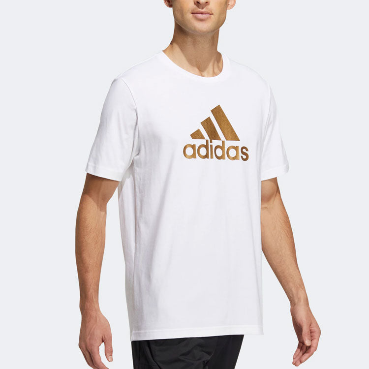 adidas Large Logo Printing Sports Short Sleeve White HE7431