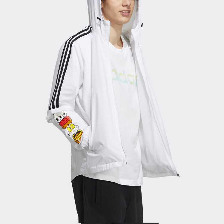 adidas neo M Freye Wb 2 Printing Pattern Stripe Hooded Jacket White GP5648
