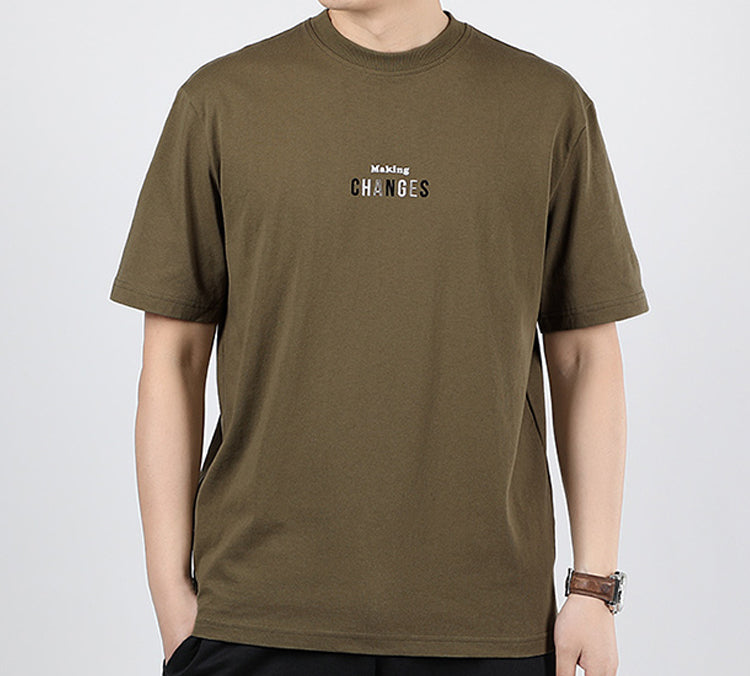 PUMA Alphabet Quick Dry Breathable Short Sleeve T-shirt 'Olive Brown' 597337-49