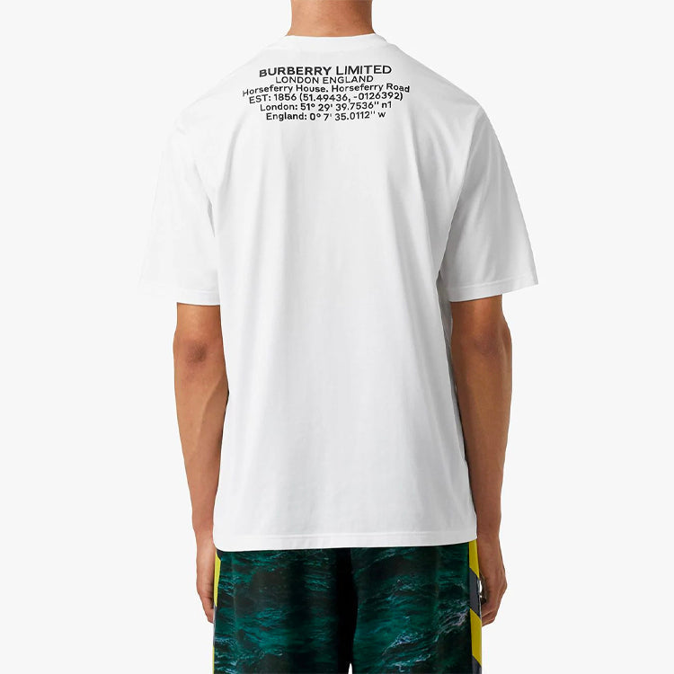 Burberry MENS Location Printed Cotton Loose Short Sleeve White 8024357