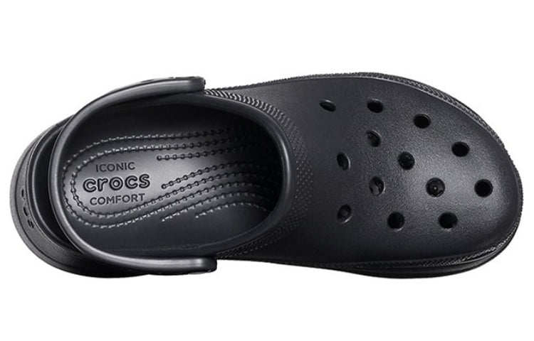 (WMNS) Crocs Small Whale Retro Crocs Thick Sole Black Sandals 206302-001