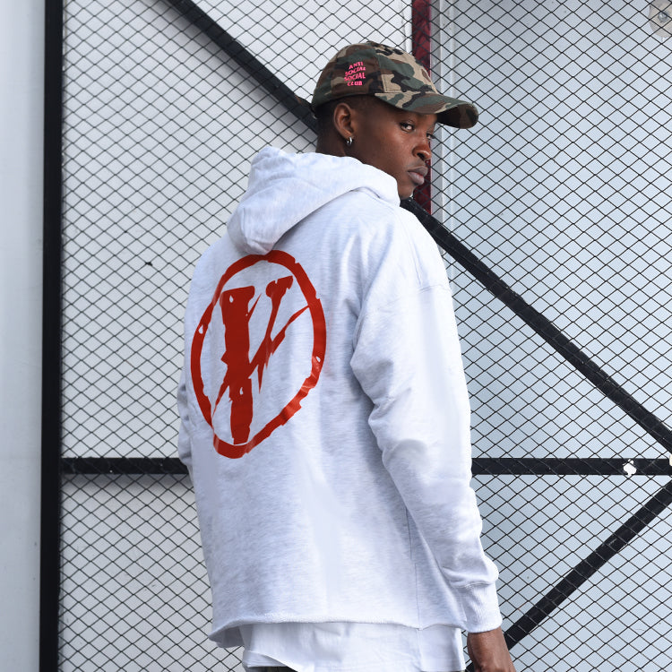 VLONE x Fragment Design Unisex Logo V Grey/Red VLHD17FW003