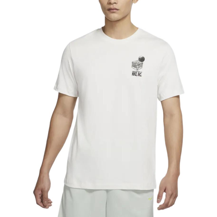 Men's Nike Logo Pattern Printing Round Neck Short Sleeve White T-Shirt DR7638-030