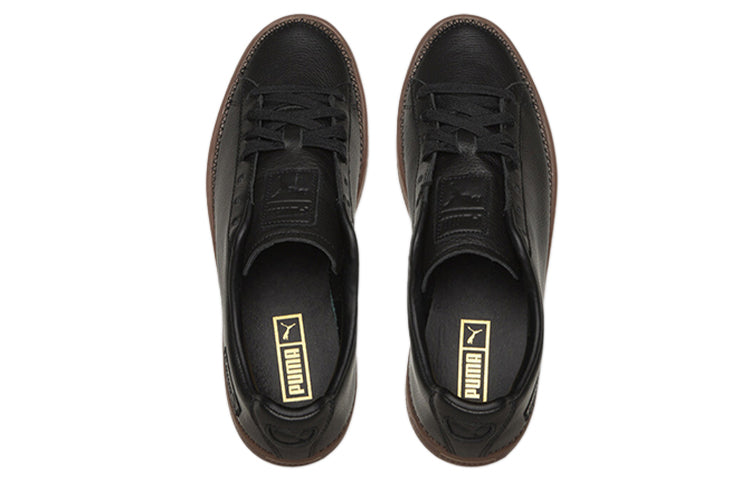 PUMA Unisex Basket Stitched Low-Top Sneakers Black/Brown 368387-03