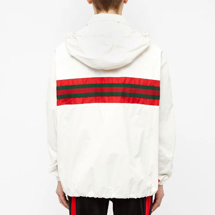 Gucci Nylon Striped Hooded Sports Jacket For Men White 599935-XDA0X-9061