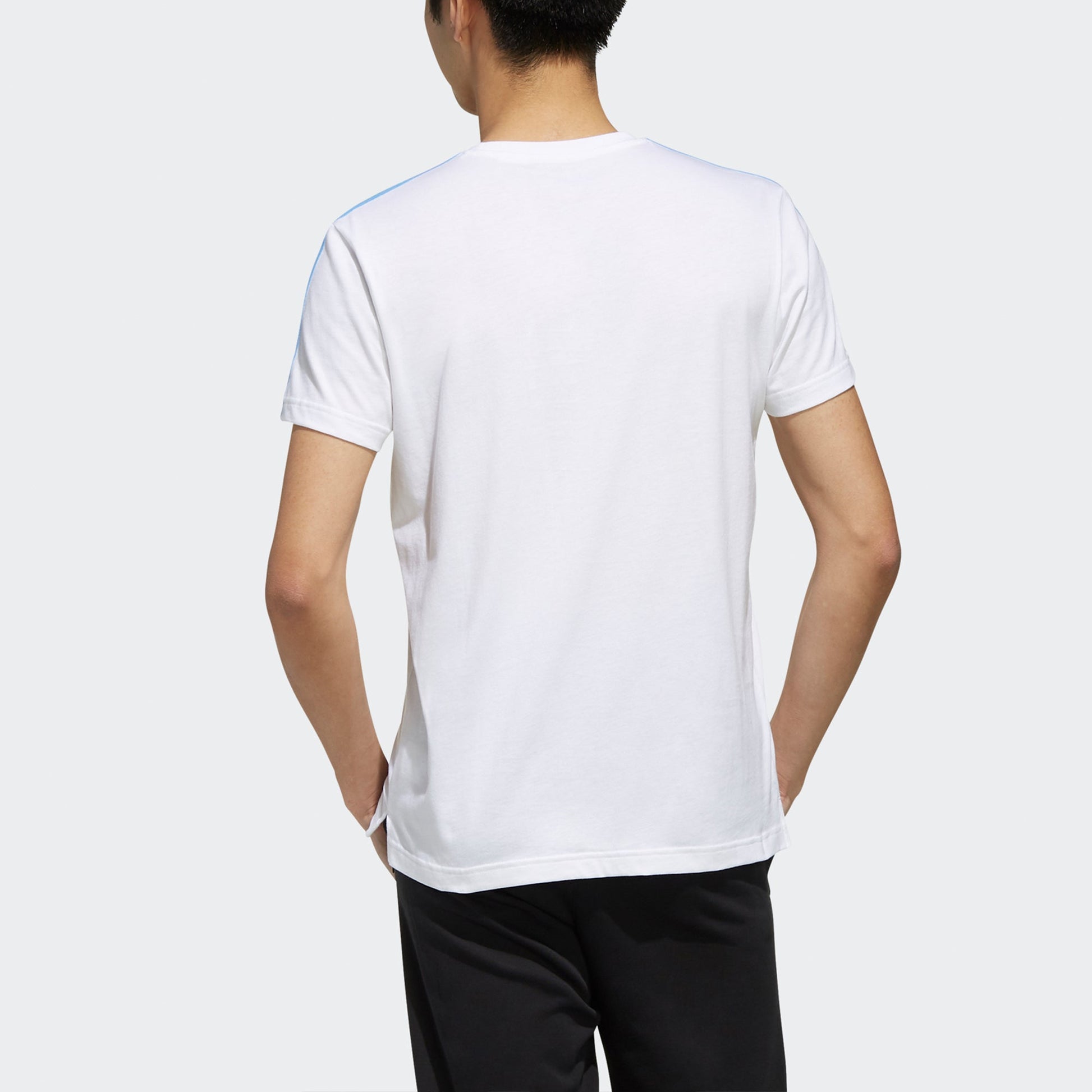 adidas neo M Cs Skt Tee 2 Contrasting Colors Stripe Skateboard Printing Short Sleeve White FL3579