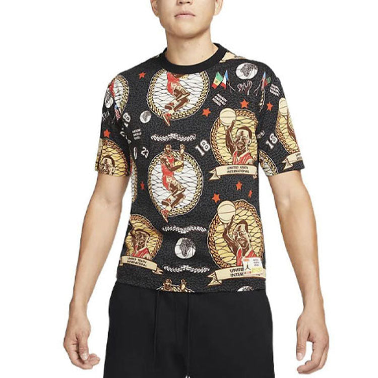 Air Jordan x Maison Chateau Rouge Crossover Pattern Full Print Short Sleeve Asia Edition Black DJ9769-010