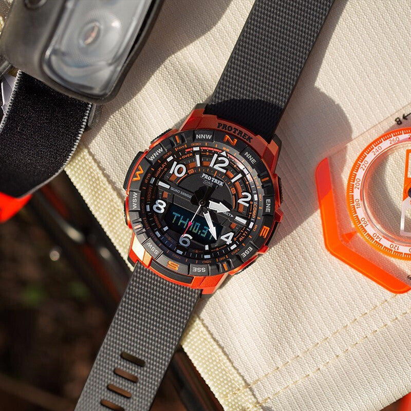 CASIO Mens Black/Red Analog/Digital Combo PRT-B50-4PR