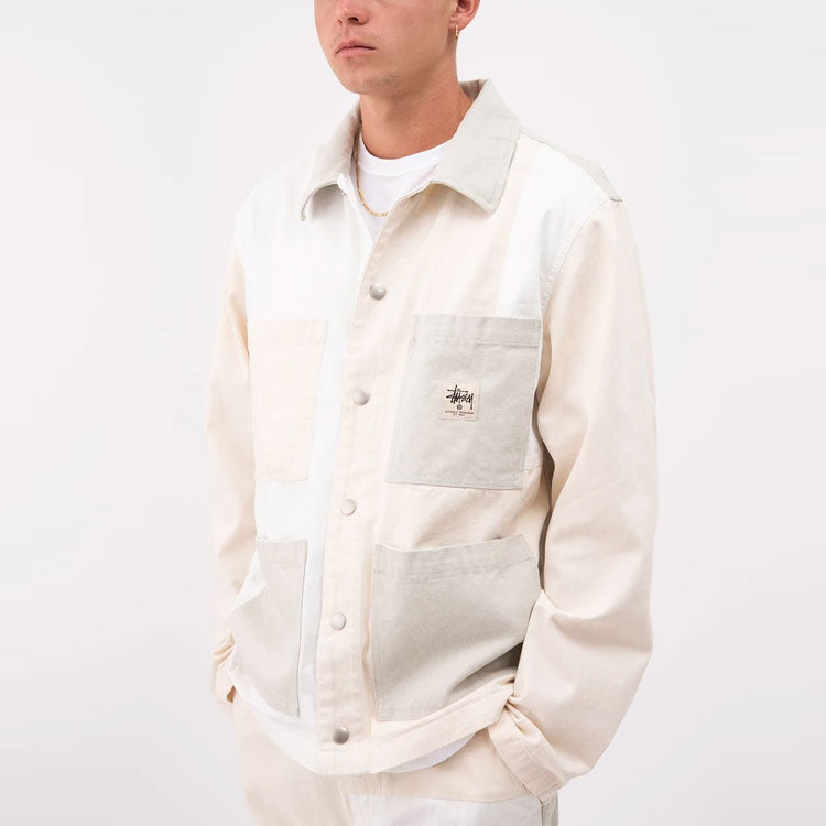Stussy Panel hore Jacket Loose Splicing Sports Unisex White 115562