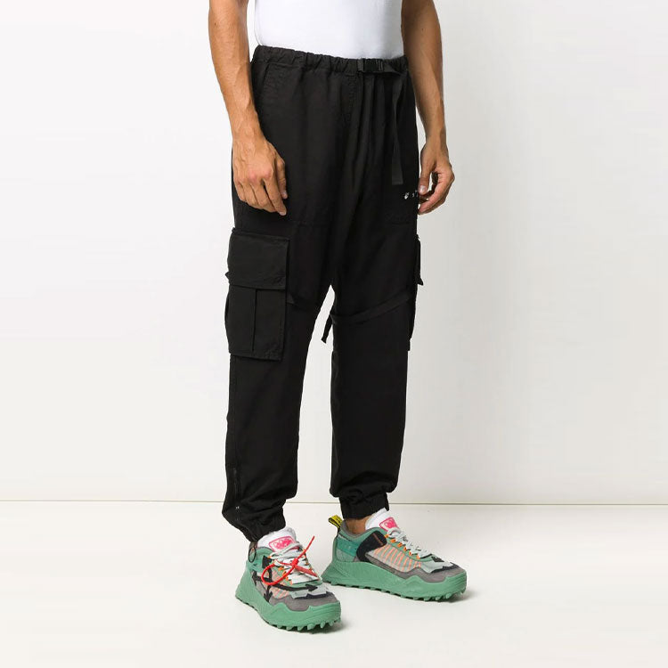 Off-White Logo Multiple Pockets Cargo Casual Pants Black OMCF004E20FAB0011001