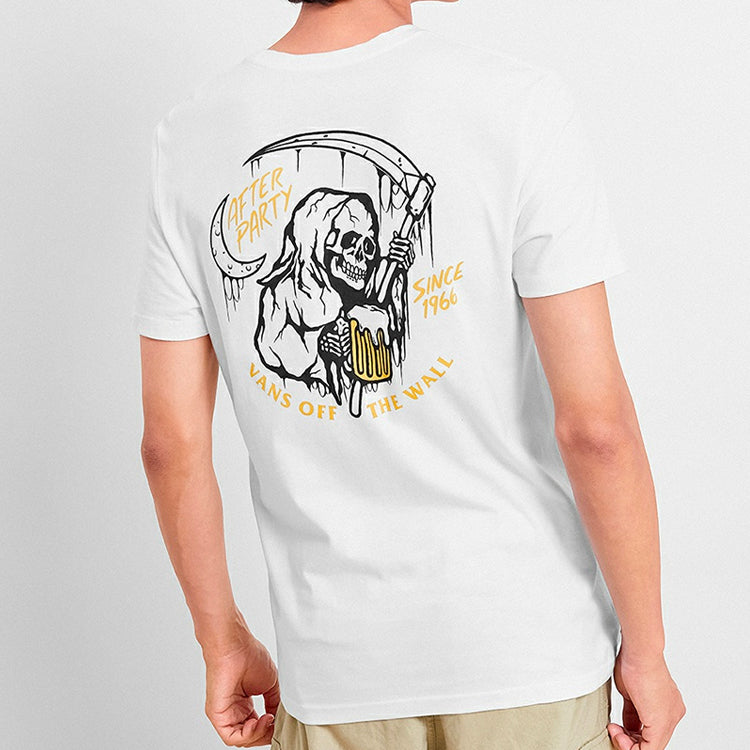 Men's Vans Skeleton Anime Printing Short Sleeve White VN0A4MLYWHT