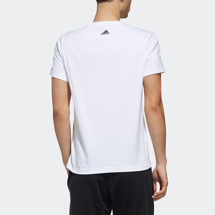 adidas Alphabet Printing Sports Stylish Round Neck Short Sleeve White DY8715