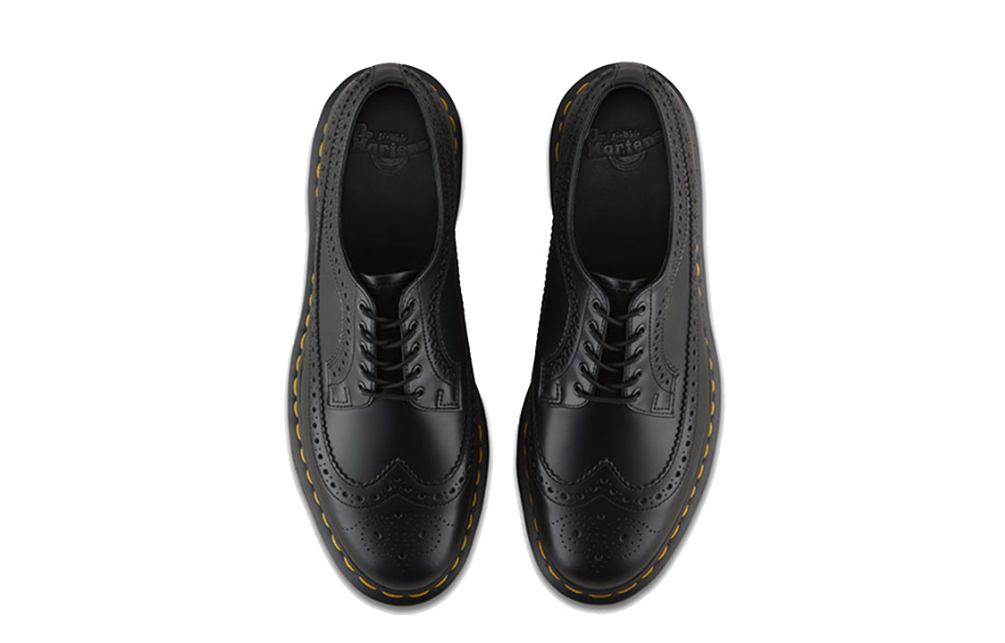 Dr. Martens 3989 Yellow Stitch Smooth Leather Brogue 'Black' 22210001