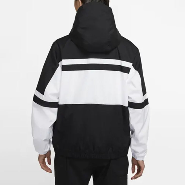 Nike Men's Jacket Hooded Sportswear Polyester 'Black White' CJ4835-100
