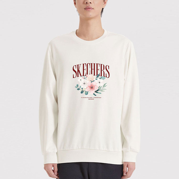 Skechers Flower Graphic Crew Sweater 'Blue White Grey' L422U243