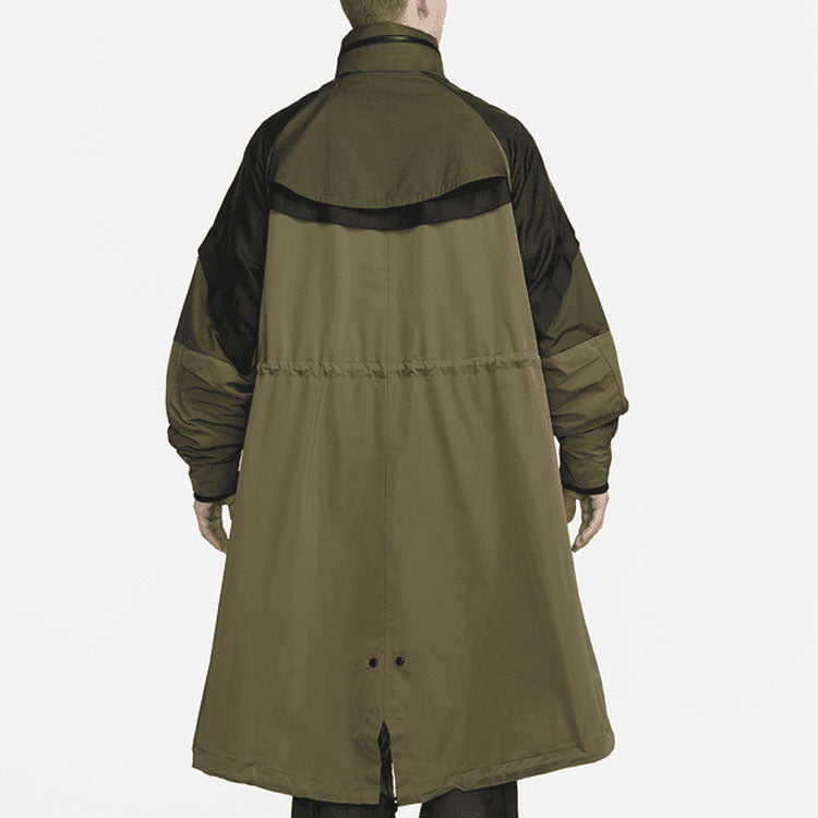 Nike x sacai Funnel-Neck Oversized-Fit Shell Trench Jacket Asia Sizing 'Medium olive' DQ9028-222