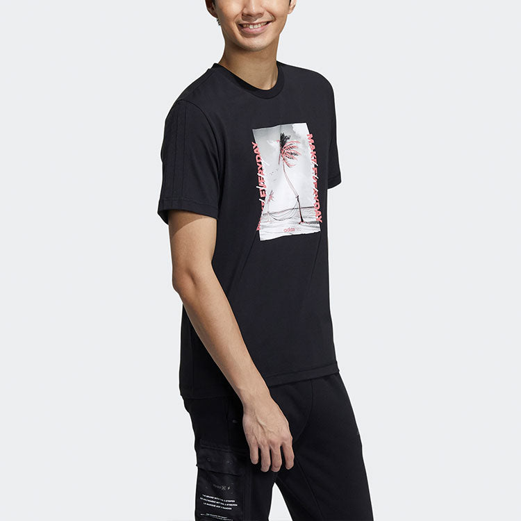 adidas neo Athleisure Casual Sports Round Neck Short Sleeve Black GP5692