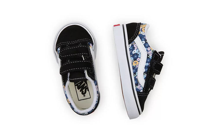 Vans Toddler Floral Old Skool Velcro 'Black Blue' VN000D3YFF1