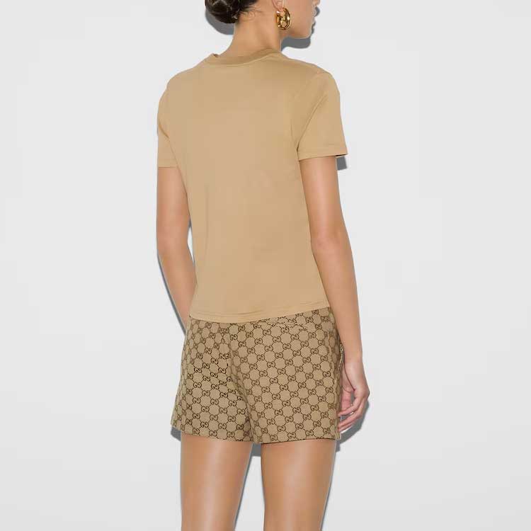 (WMNS) Gucci Cotton Jersey T-Shirt With Print 'Beige' 787299-XJGNW-2293