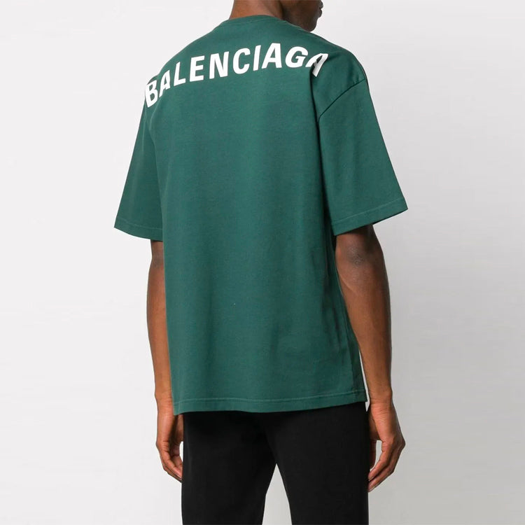 Men's Balenciaga Logo Printing Short Sleeve Green 570805THV803230