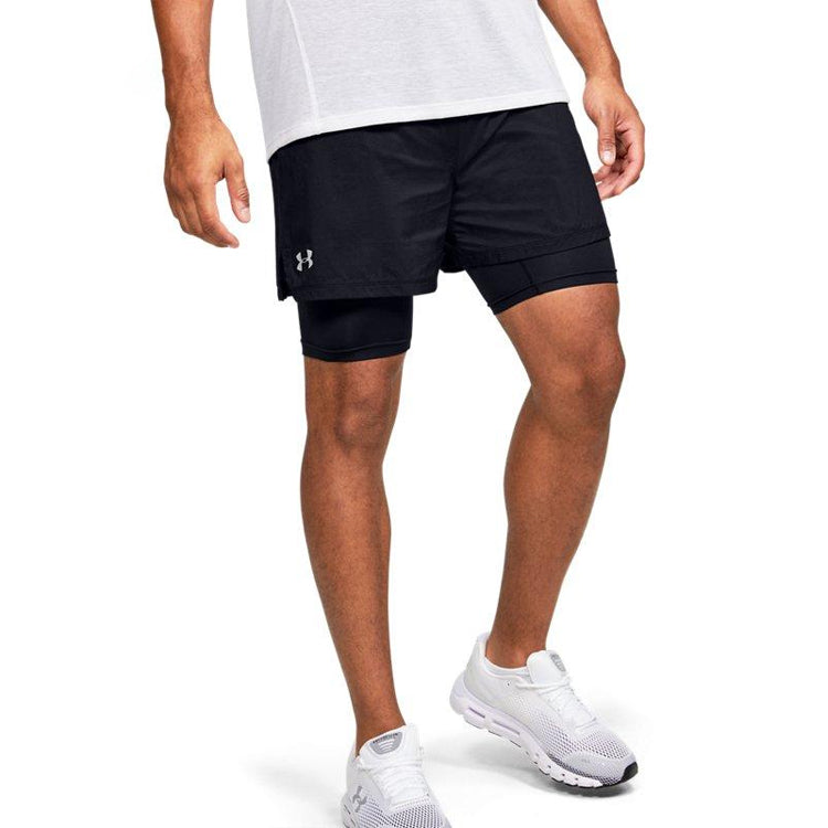 Under Armour Qualifier SpeedPocket 2-in-1 Shorts 'Black' 1355449-001