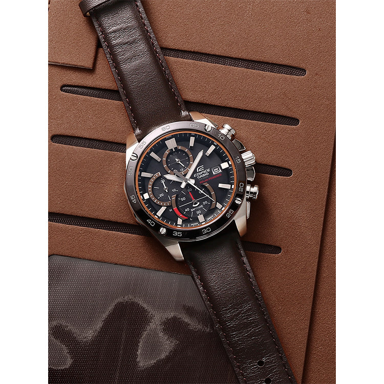 CASIO Waterproof EDIFICE Sapphire Crystal Solar Powered Mens Brown Analog EFS-S500BL-1AVUPRD