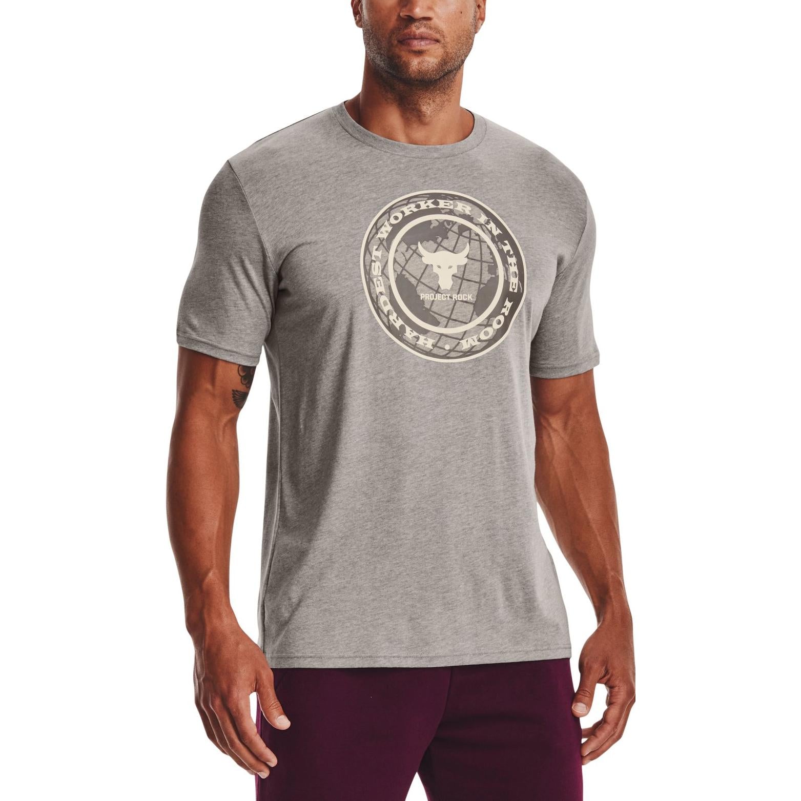 Under Armour Project Rock Globe Short Sleeve T-shirt 'Grey' 1373746-295
