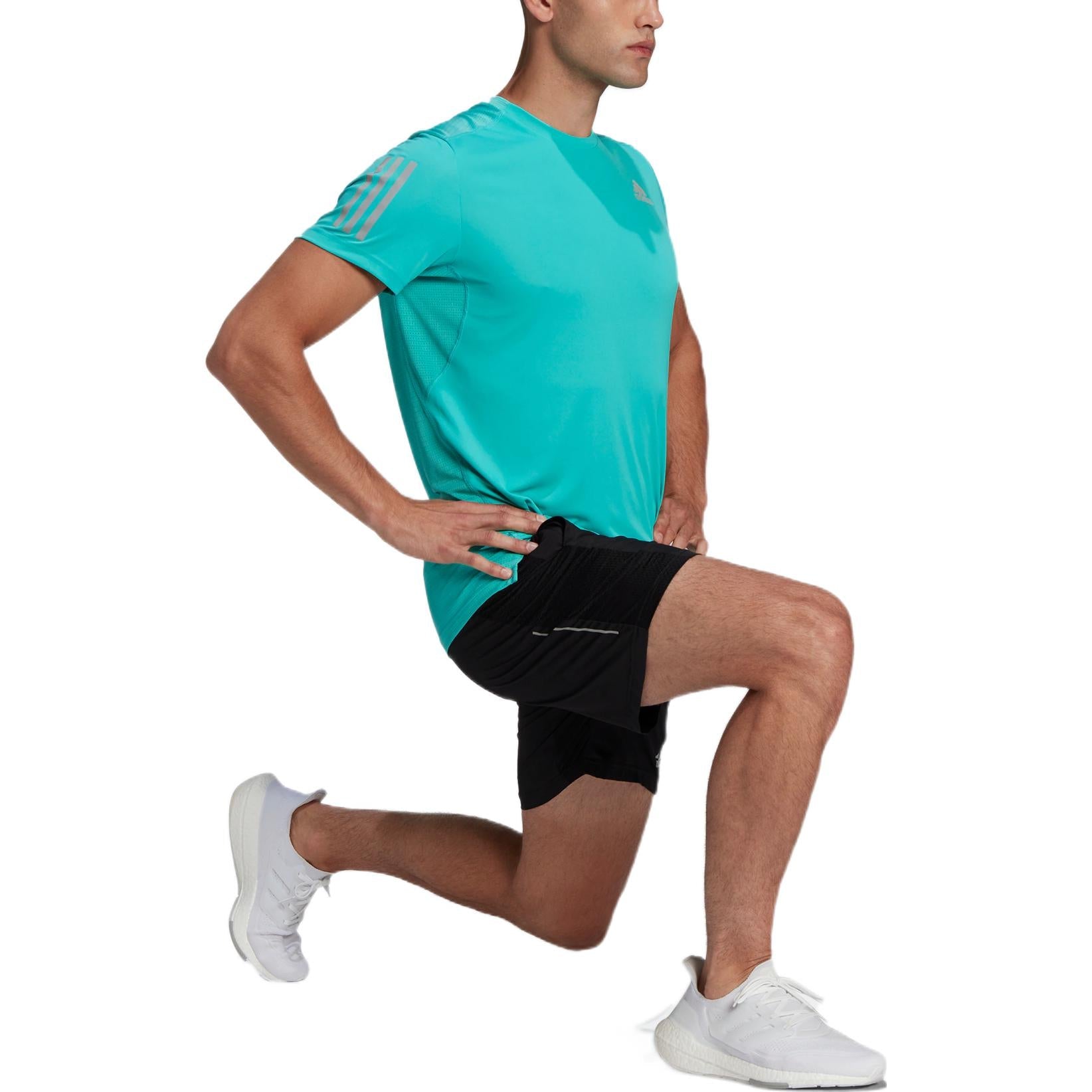 Men's adidas Solid Color Logo Round Neck Pullover Sports Short Sleeve Light Blue T-Shirt HB7435