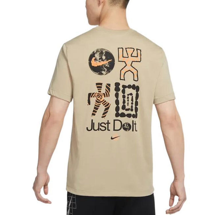 Men's Nike Dri-FIT Logo Cartoon Printing Round Neck Short Sleeve Lime Grey T-Shirt DR7574-250