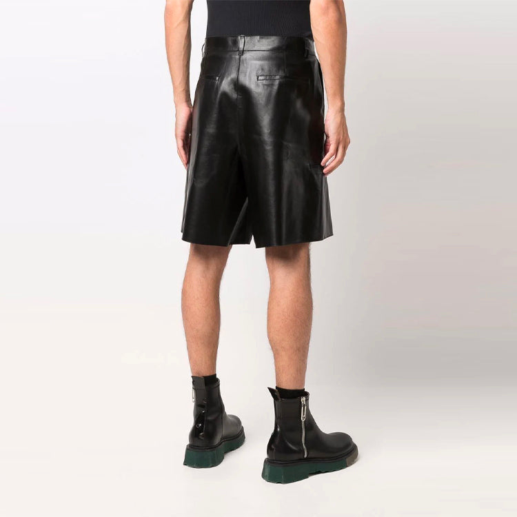 Men's Off-White SS21 Leather Cargo Shorts Loose Fit Black OMJF002F21LEA0011000