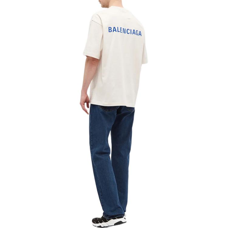 Balenciaga go Luxury Crew Neck Unisex Cotton Short Sleeves White 612966TIVG59055