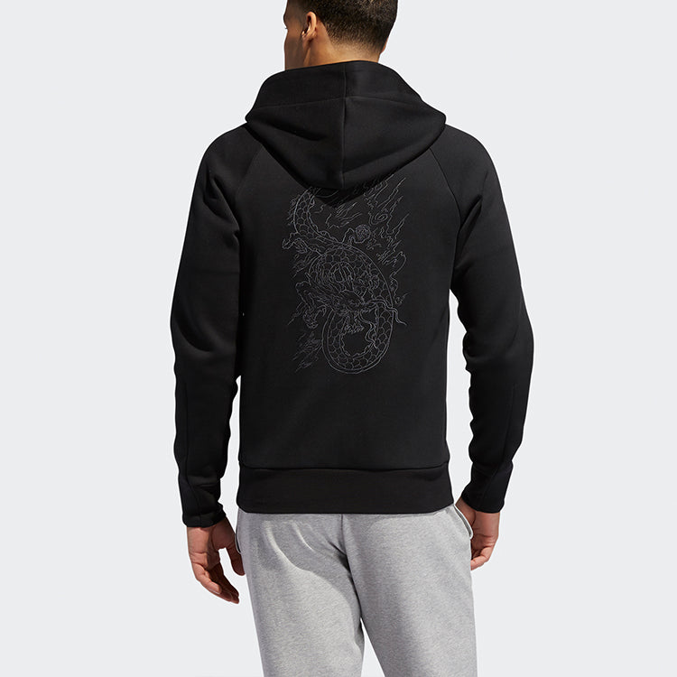 adidas Wj Htt Solid Color hooded Zipper Woven Jacket Black FU6254