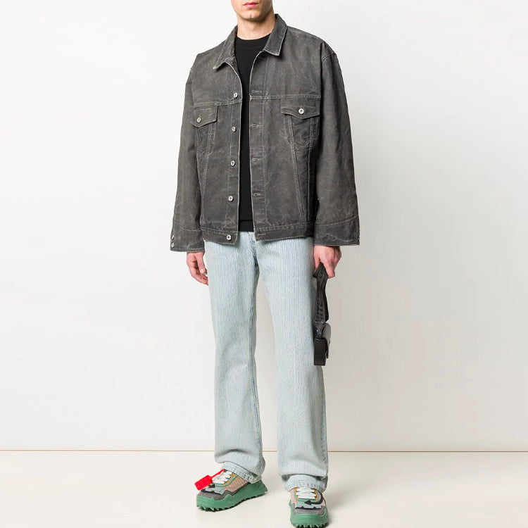 Men's Off-White SS21 Denim Jacket Ordinary Version Gray OMYE051S20E550251002