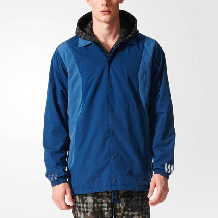 adidas originals x White Mountaineering Crossover Splicing Contrasting Colors Windproof Fleece Lined Sports Jacket Blue AY3115