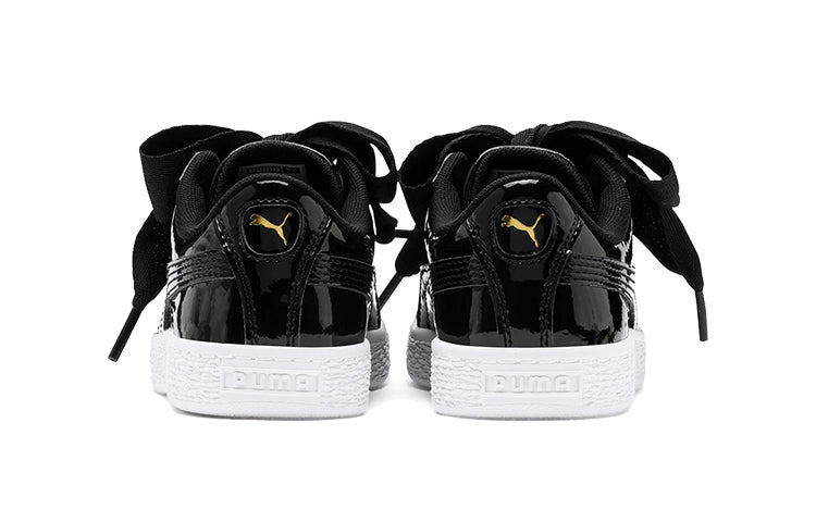 PUMA Basket Heart Patent Little 'Black White' 363352-01