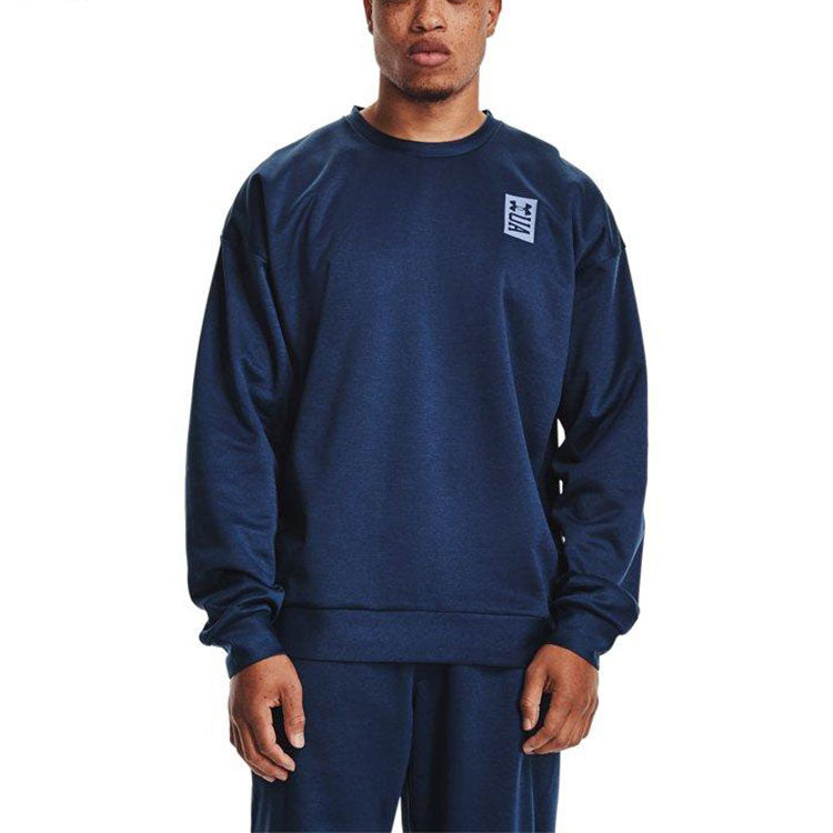 Men's Under Armour Recover Round Neck Training Loose Sports Navy Blue 1361757-408