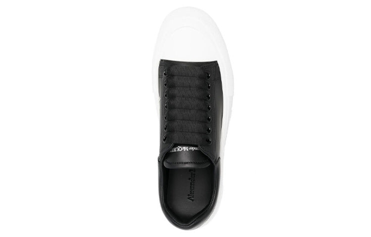 (WMNS) Alexander McQueen Deck Skate Plimsoll Shoes 'Core Black White' 697121WIAB61070