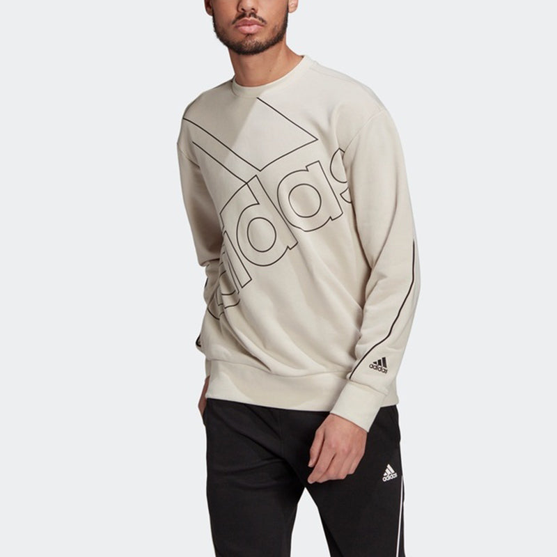 adidas U Favs Q1 Swt Logo Printing Sports Pullover Round Neck Bauxite Brown GK9373